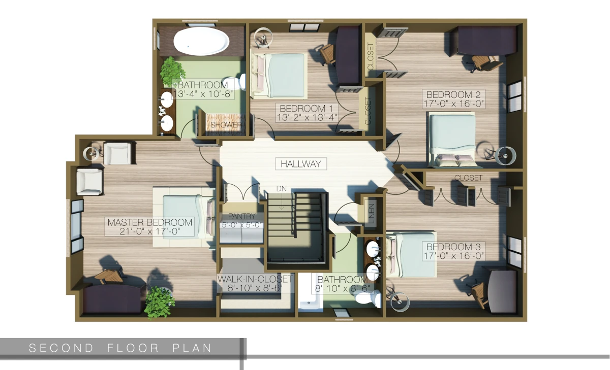 Drafting services - 3D Second Floor Plan