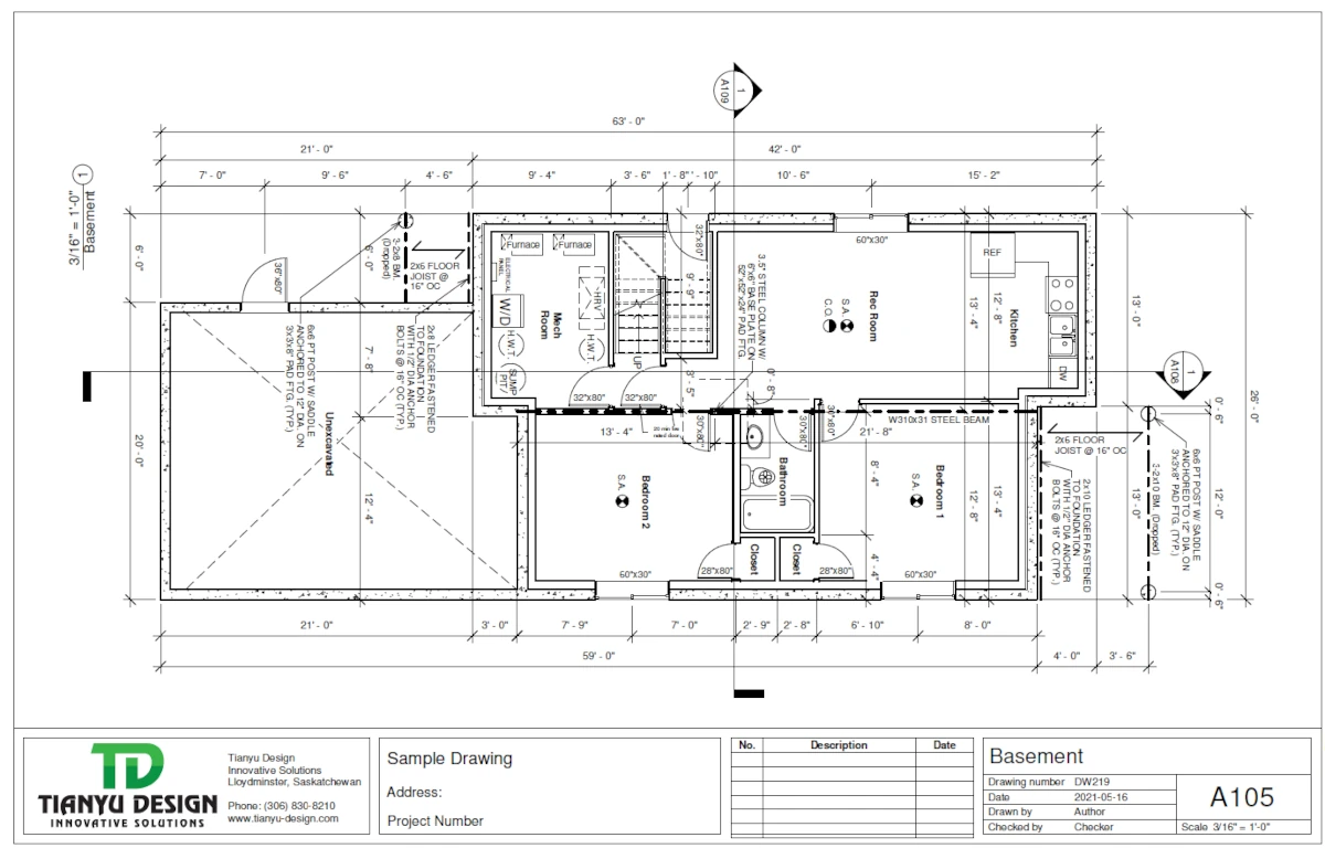 Drafting services - Basement Floor Plan