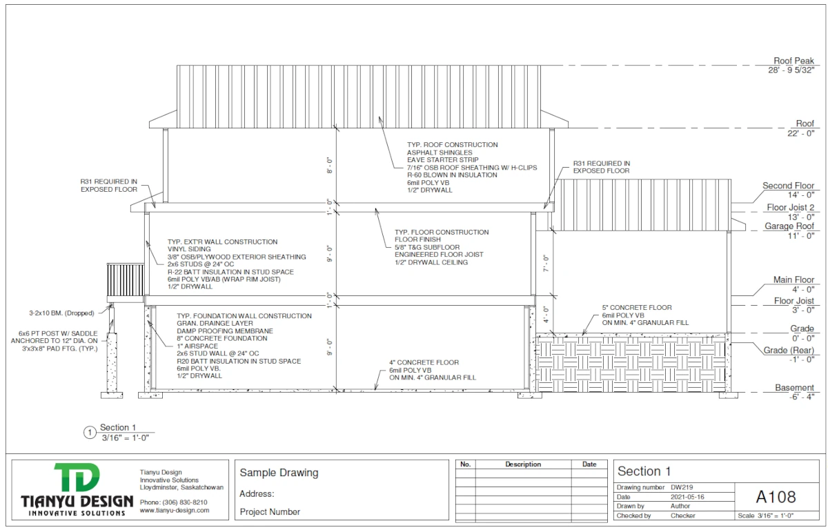 Drafting services - Cross Section View