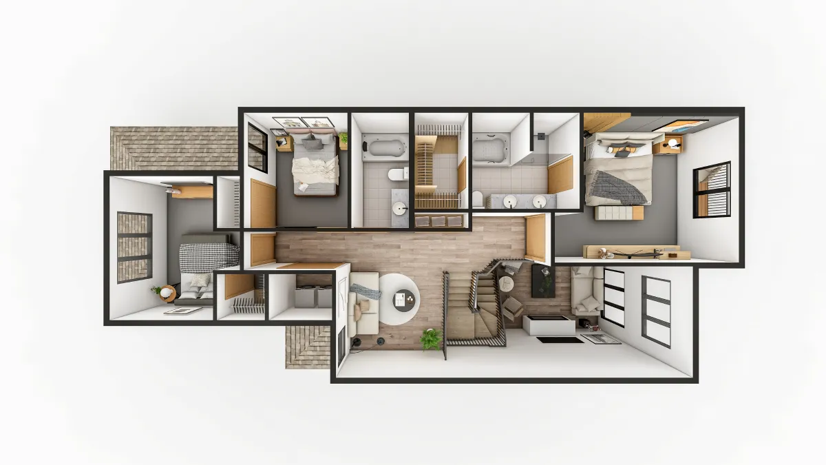 Drafting services- 3D Second Floor Plan 1