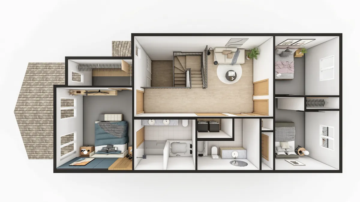 Drafting services- 3D Second Floor Plan 2